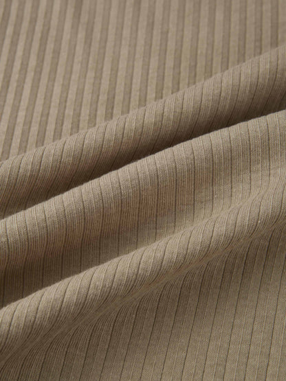 Ribbed Mock Neck Turtleneck - Warm Taupe