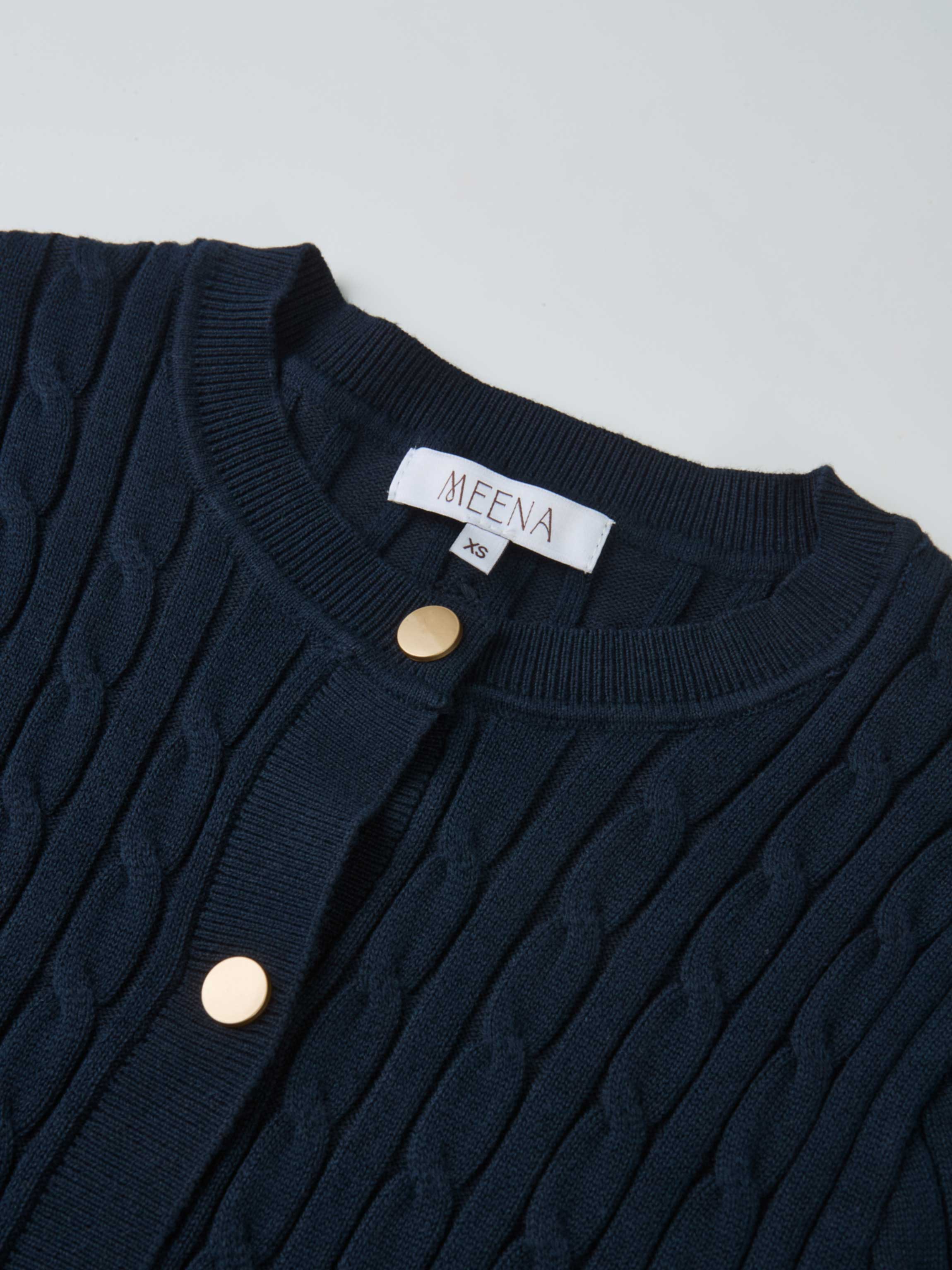Gold Button Cable Cardigan - Navy
