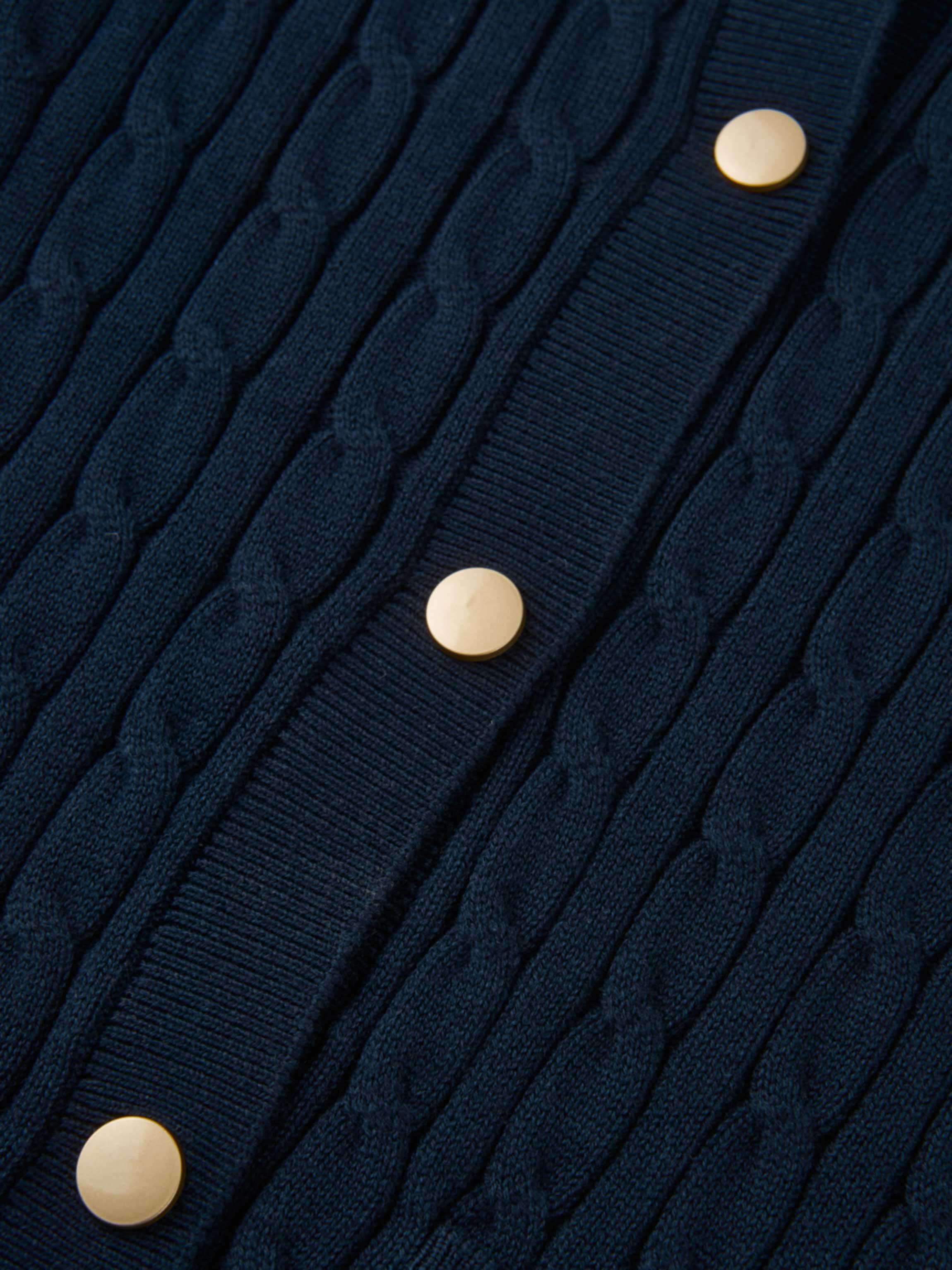 Gold Button Cable Cardigan - Navy