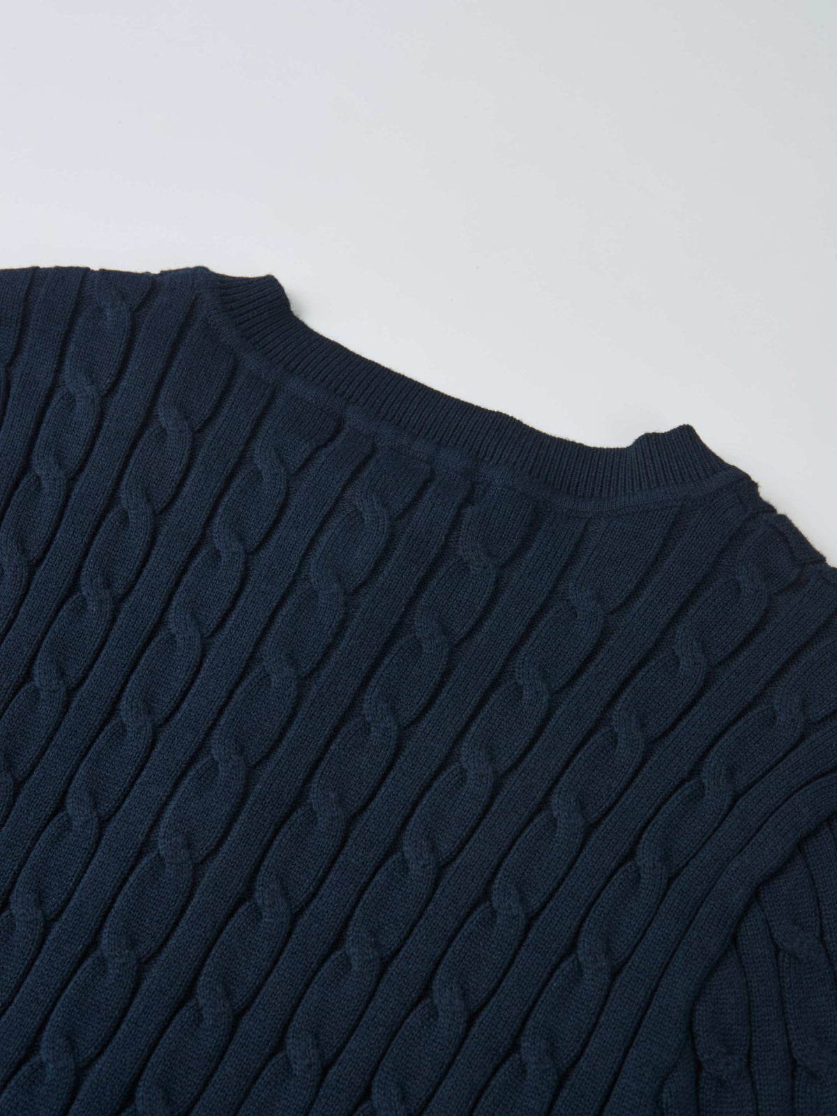 Gold Button Cable Cardigan - Navy