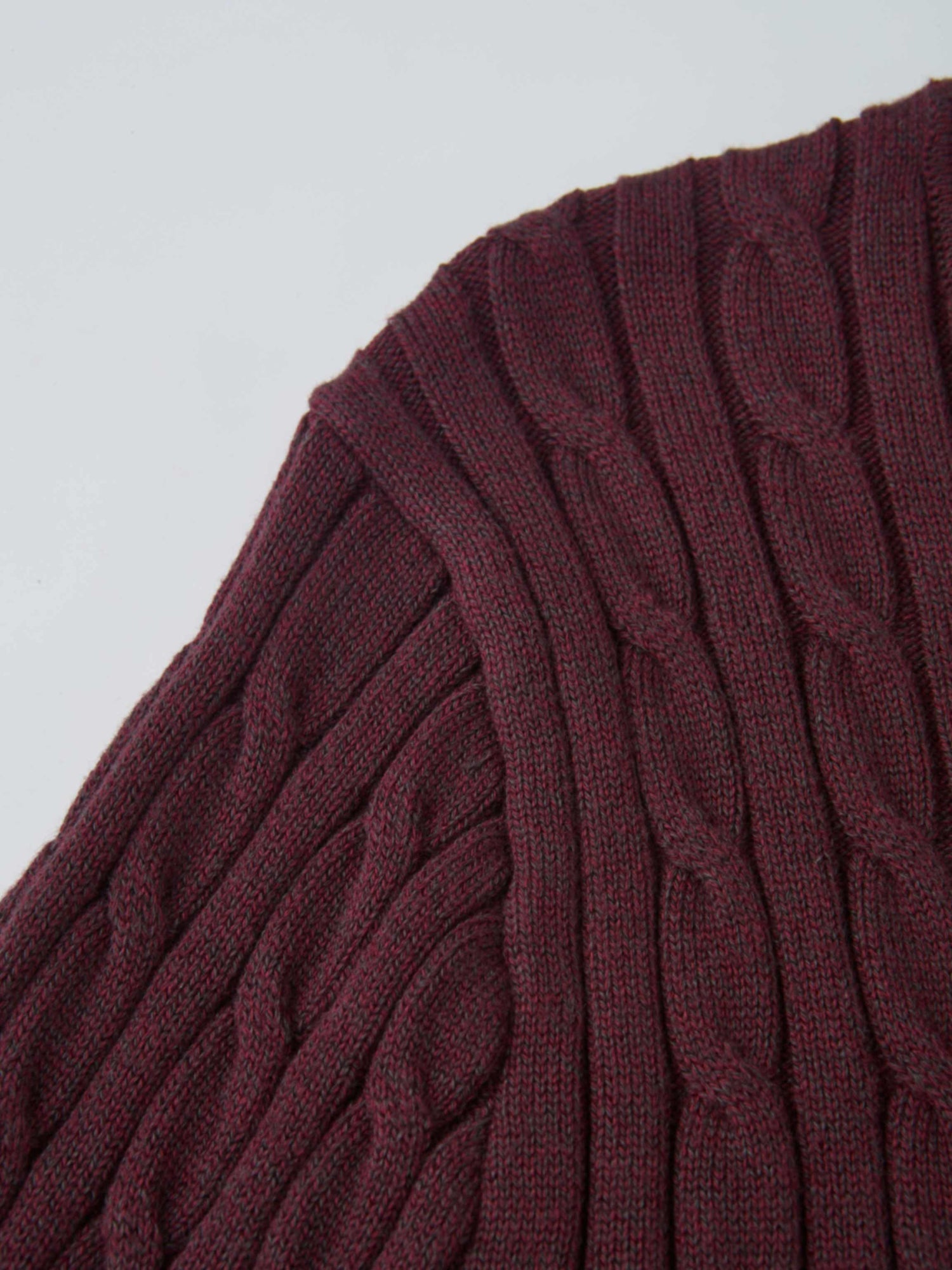Gold Button Cable Cardigan - Burgundy
