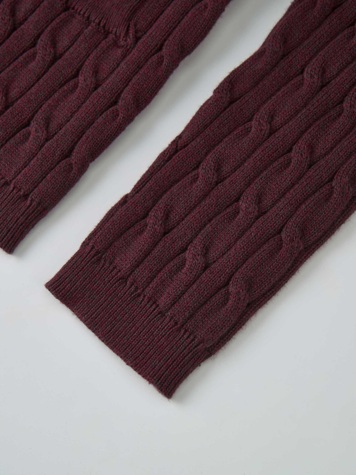 Gold Button Cable Cardigan - Burgundy