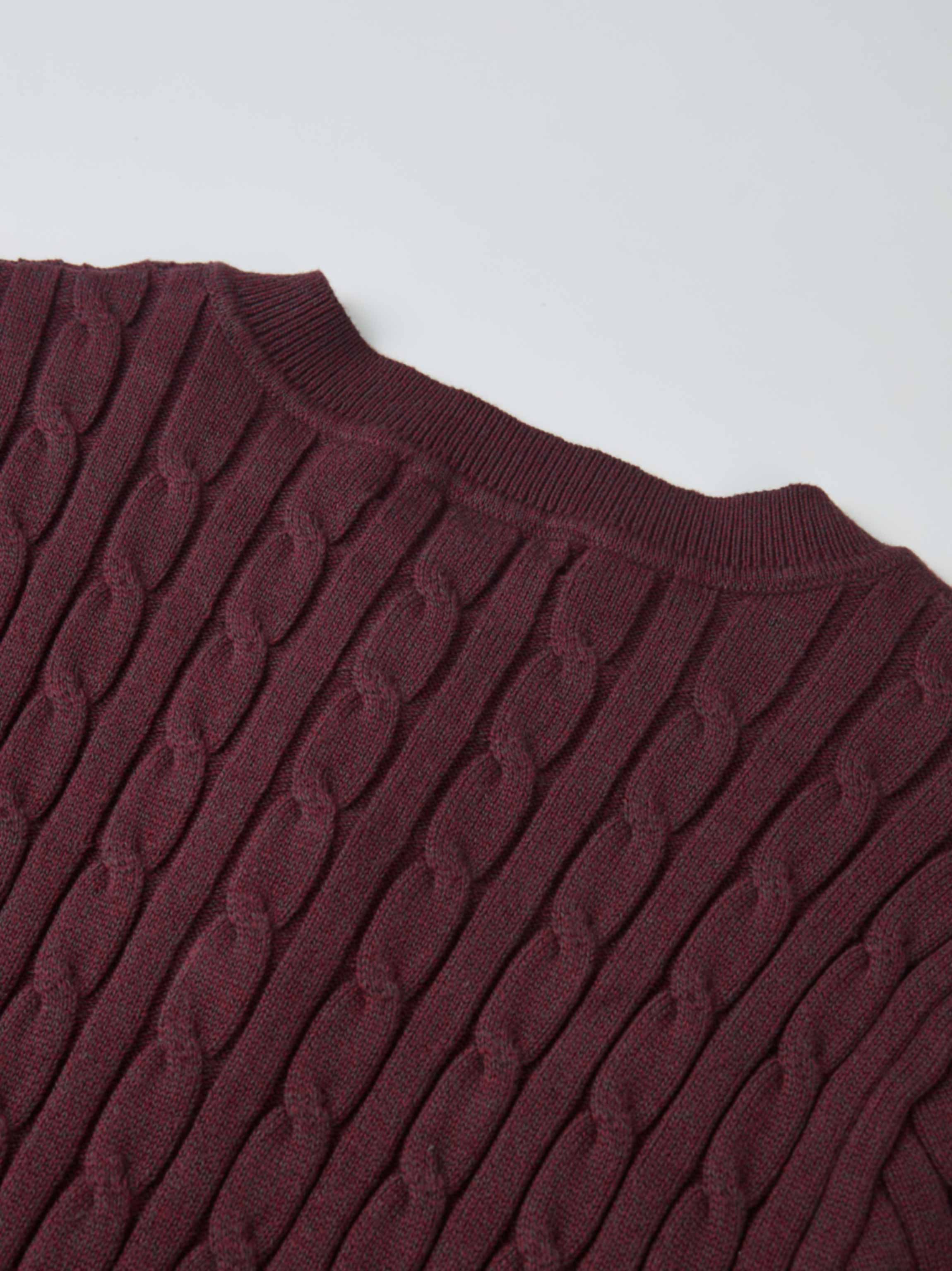 Gold Button Cable Cardigan - Burgundy