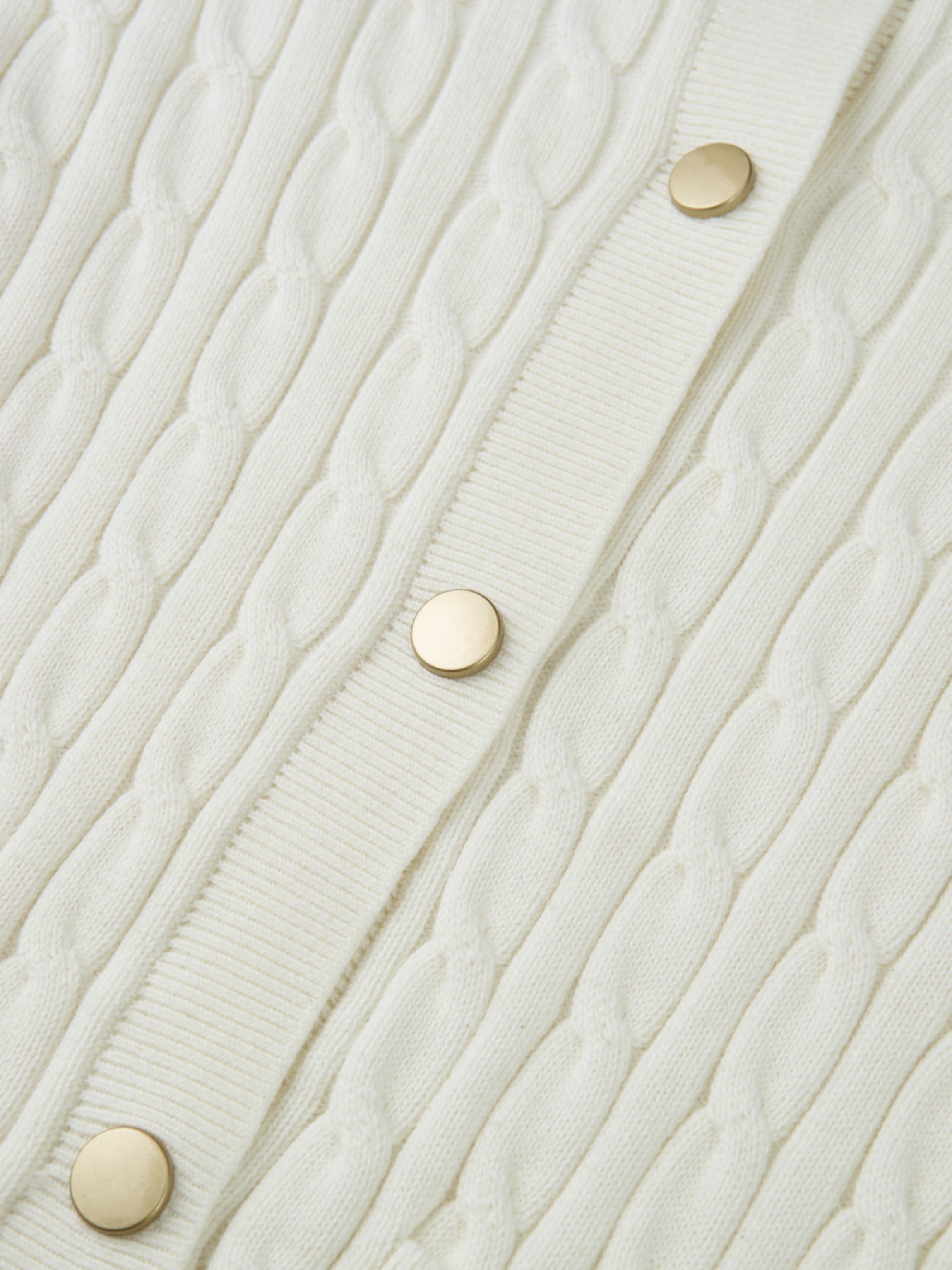 Gold Button Cable Cardigan - Cream