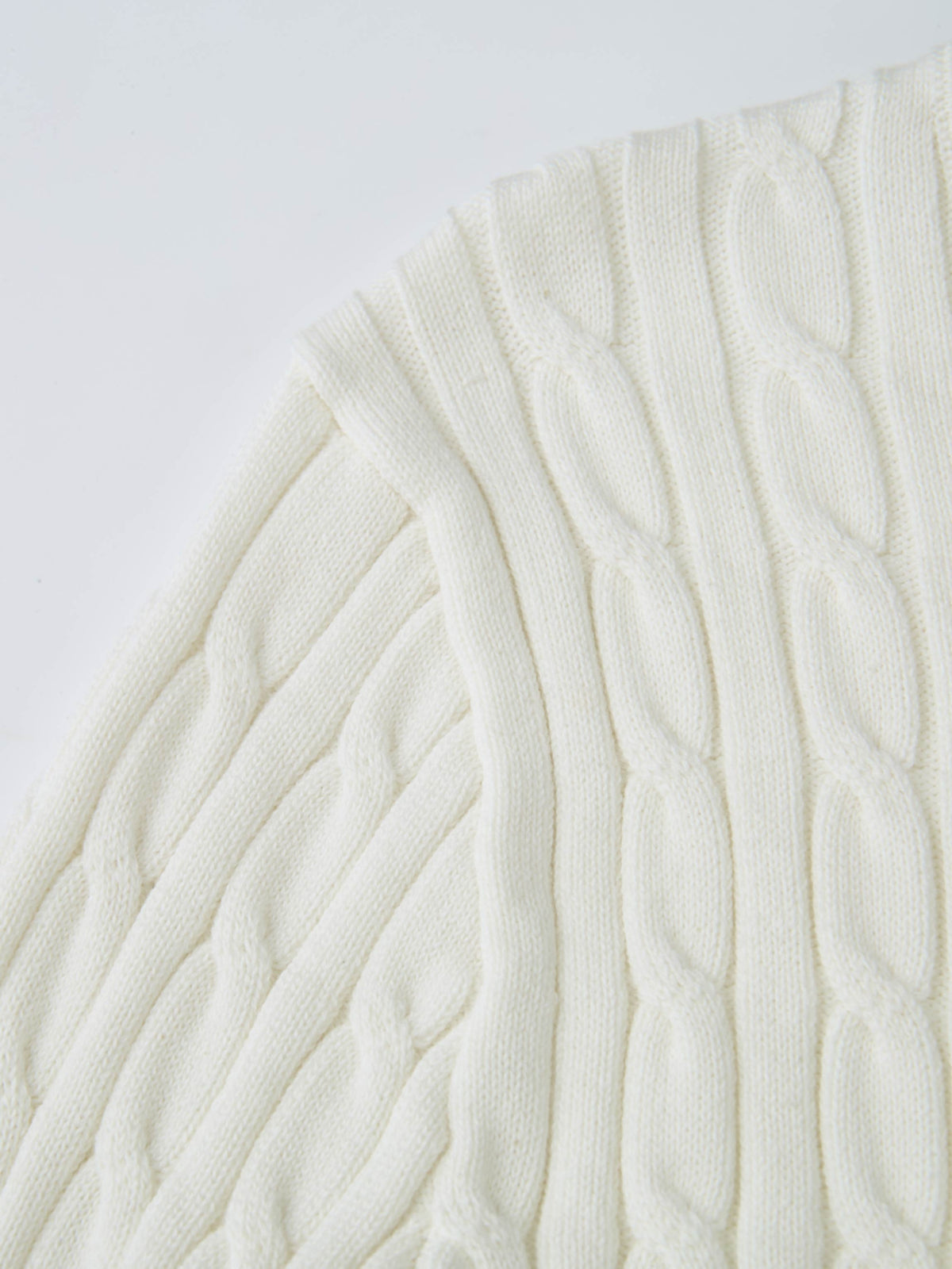 Gold Button Cable Cardigan - Cream