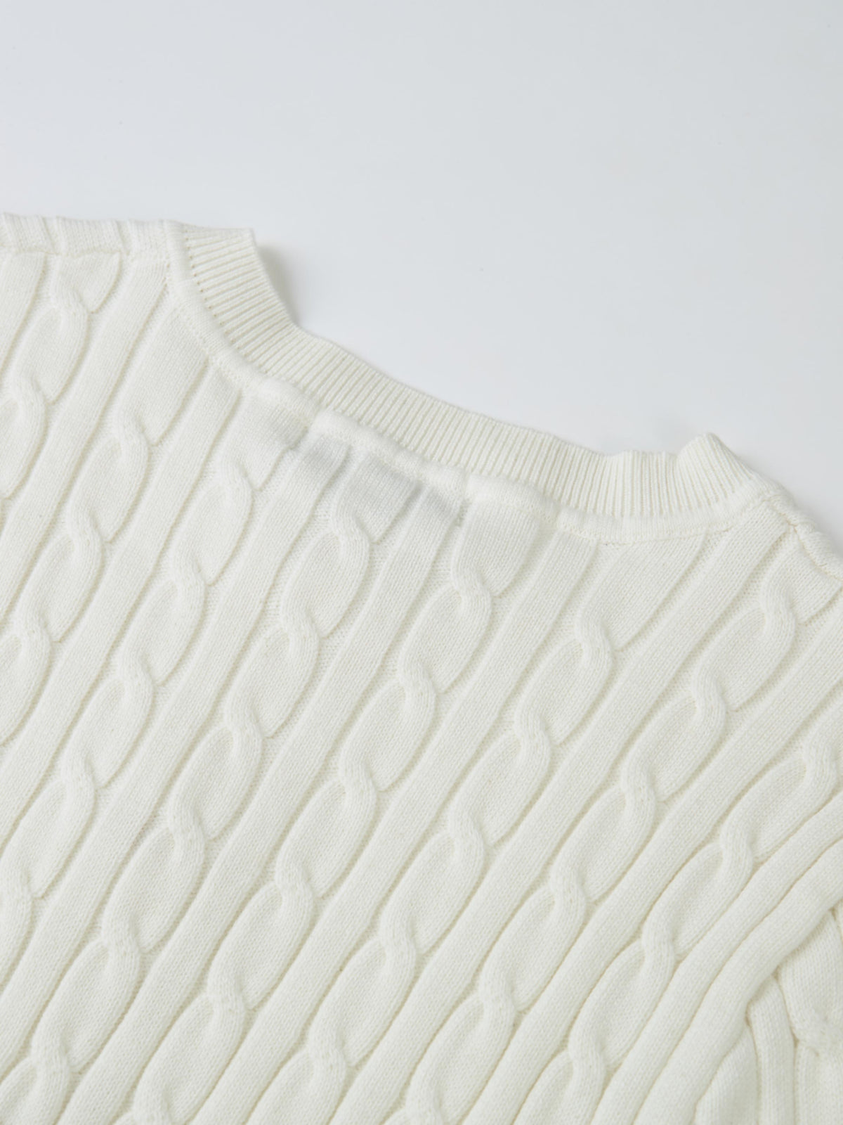 Gold Button Cable Cardigan - Cream