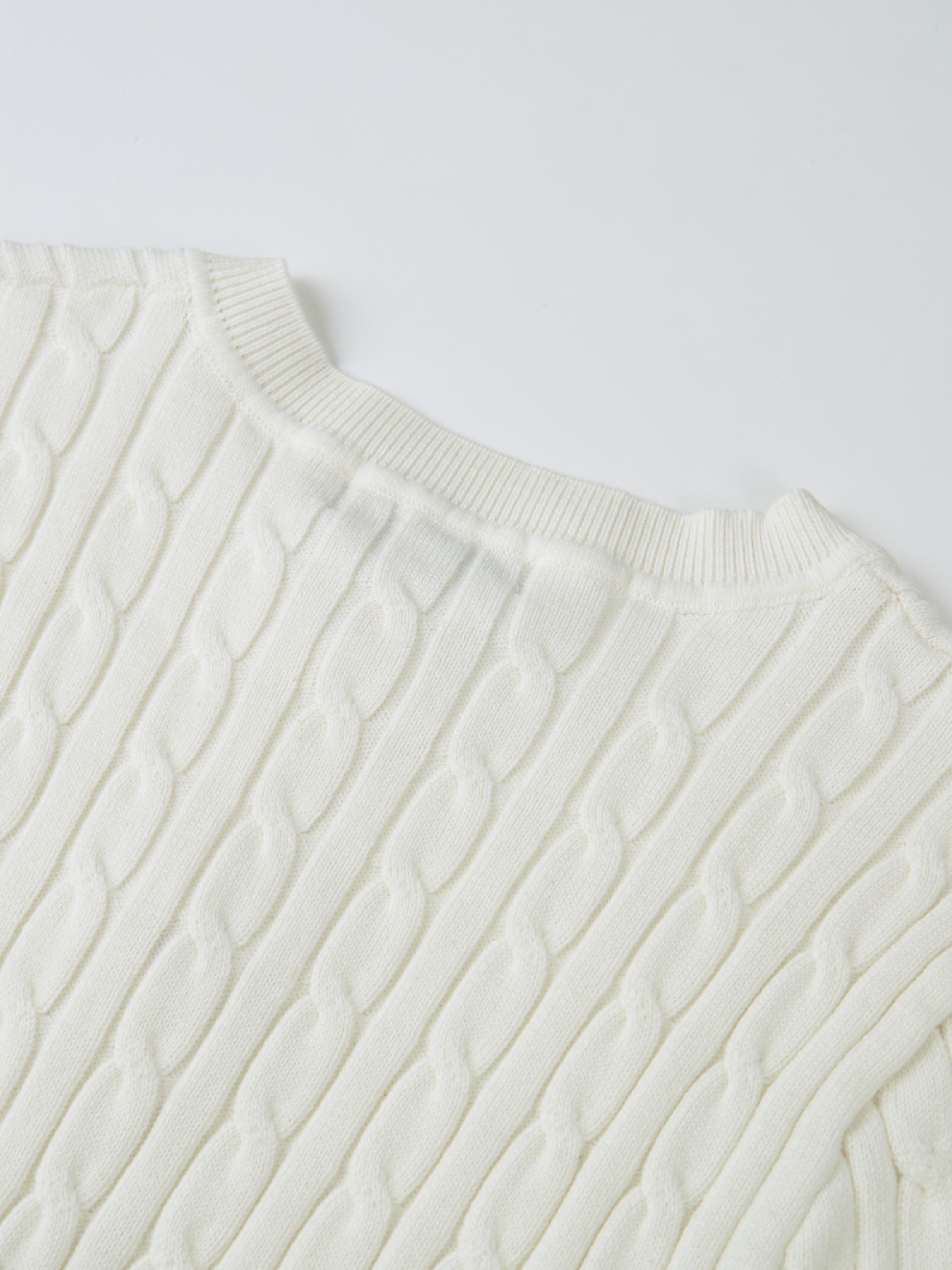 Gold Button Cable Cardigan - Cream
