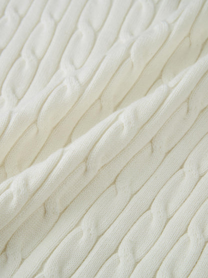 Gold Button Cable Cardigan - Cream