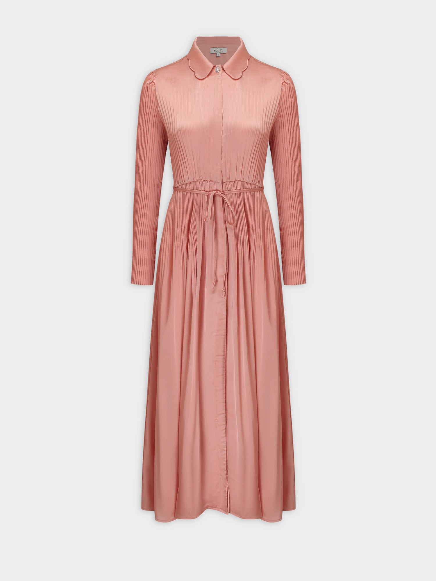 Micro Pleat Dress-Peach