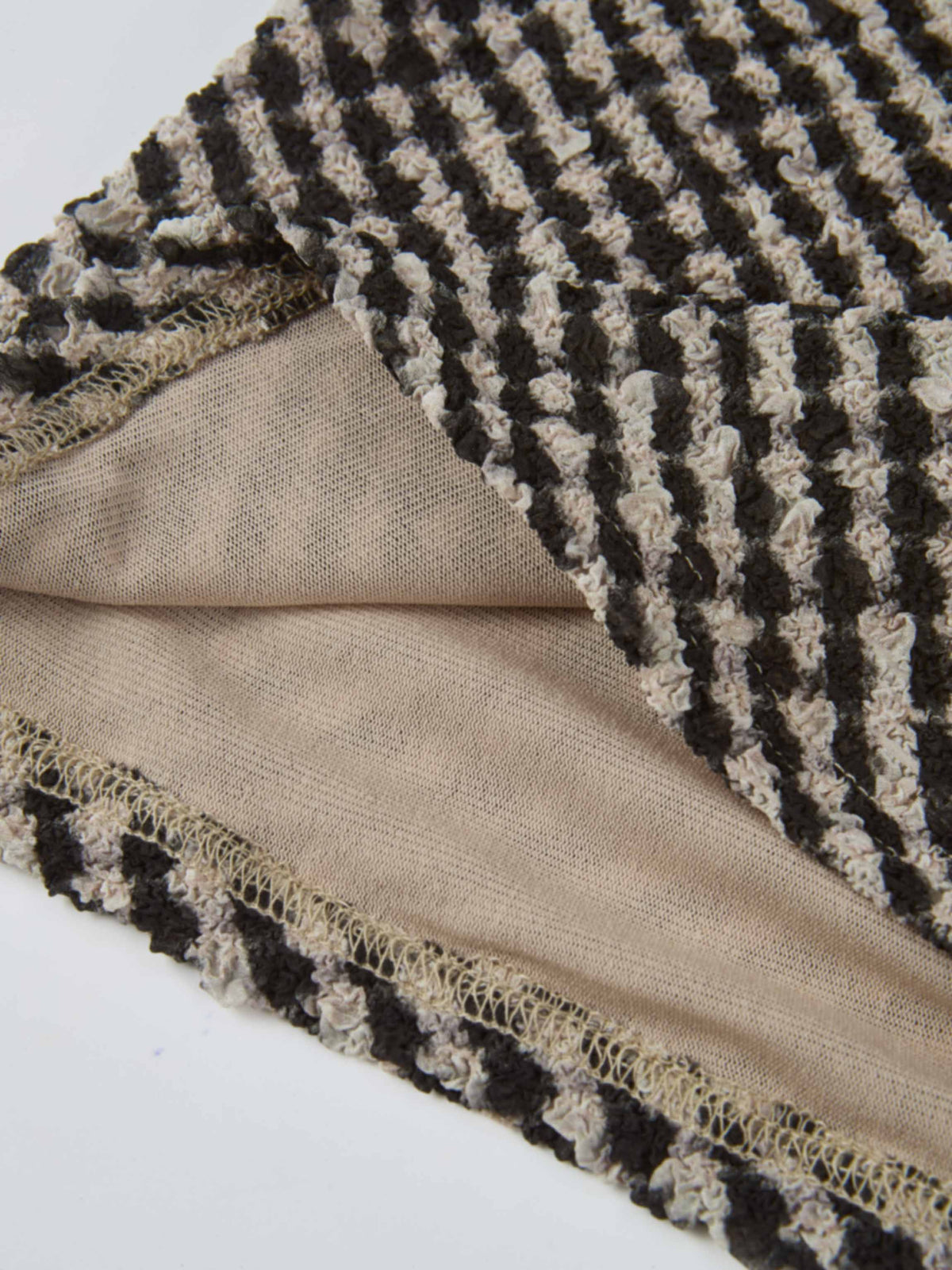Printed Stretch Textured Turtle Neck - Black and White Checked