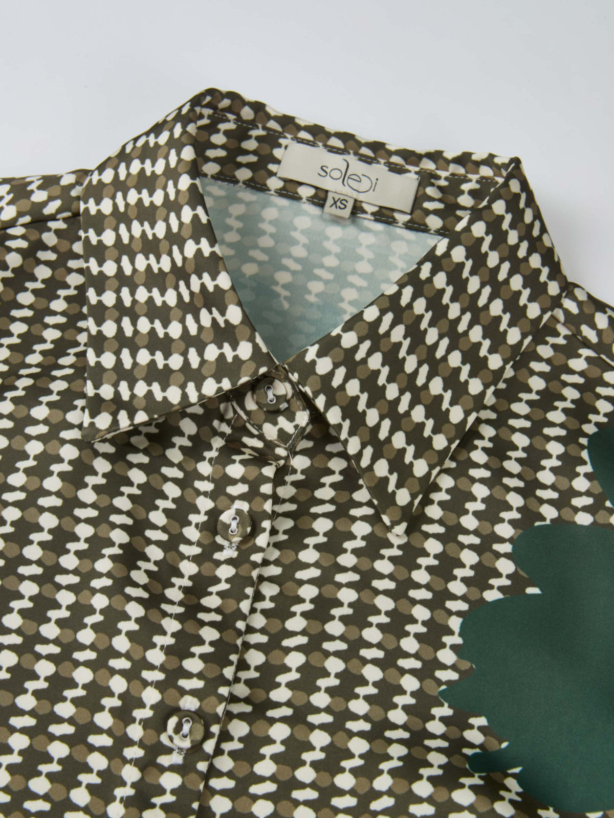 Button Down Collared Blouse - Olive Floral