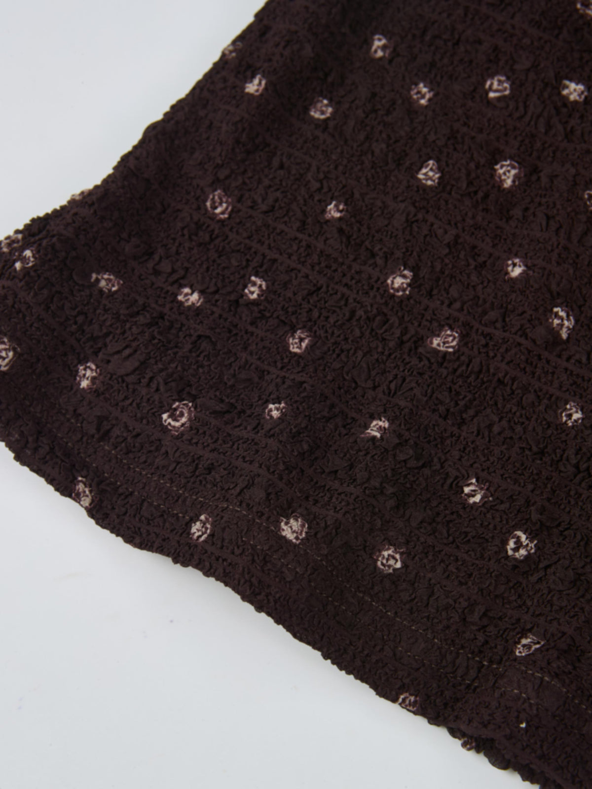 Printed Stretch Textured Turtle Neck - Brown Mini Rose
