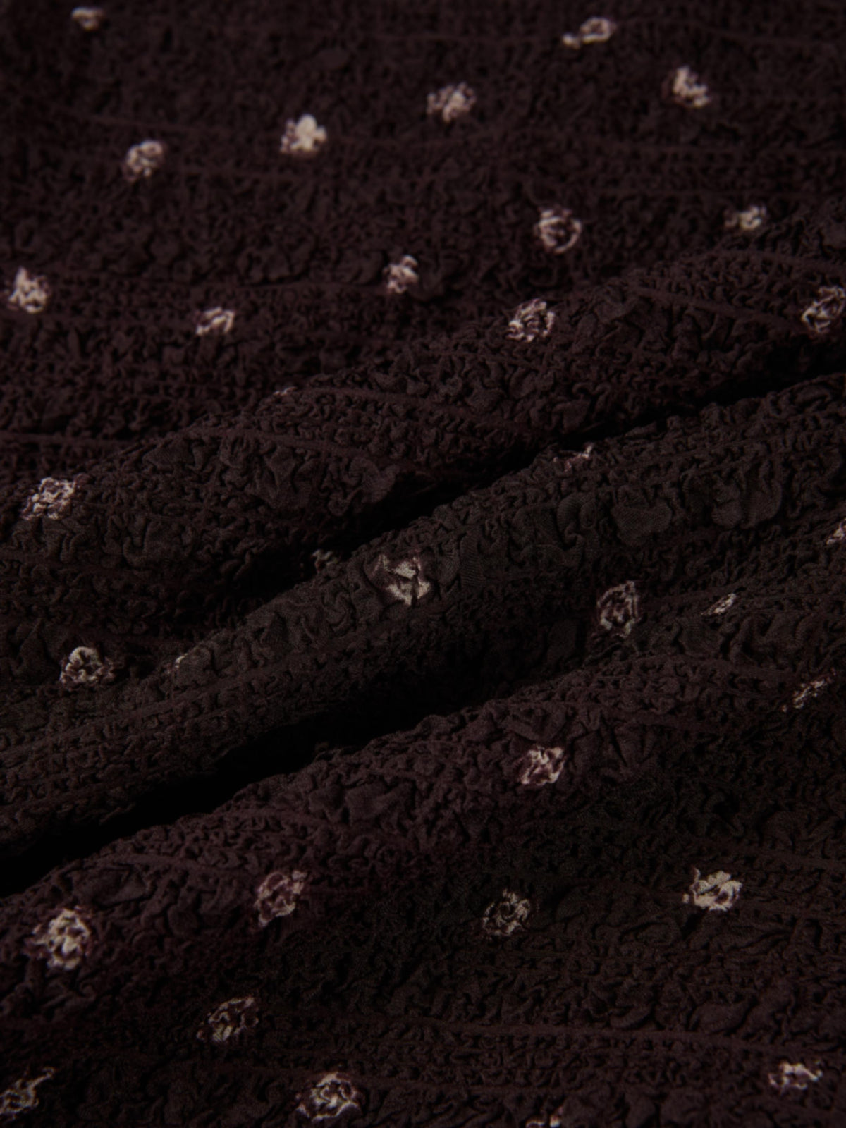 Printed Stretch Textured Turtle Neck - Brown Mini Rose