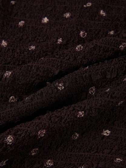 Printed Stretch Textured Turtle Neck - Brown Mini Rose
