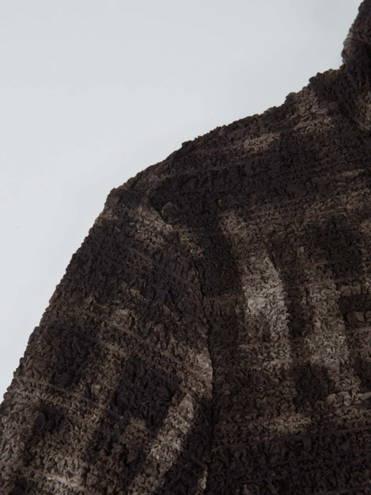Printed Stretch Textured Turtle Neck - Grey and Black Plaid