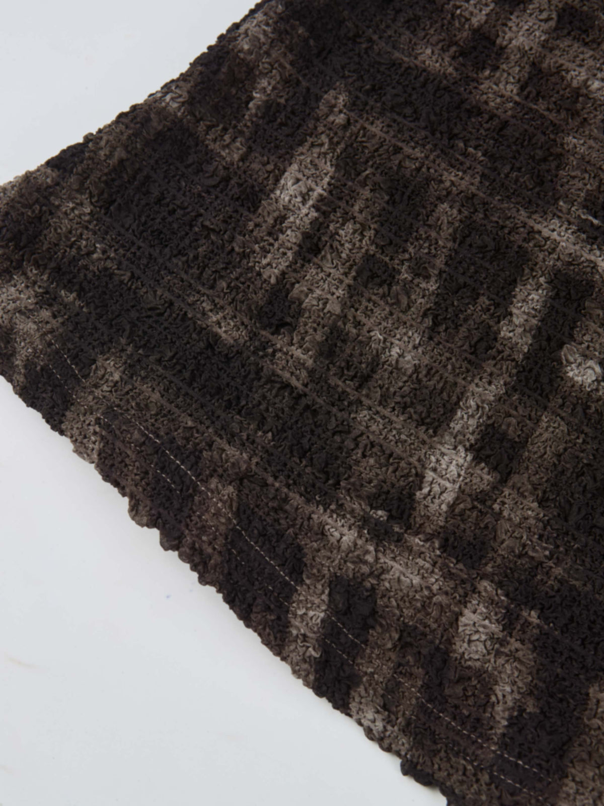 Printed Stretch Textured Turtle Neck - Grey and Black Plaid
