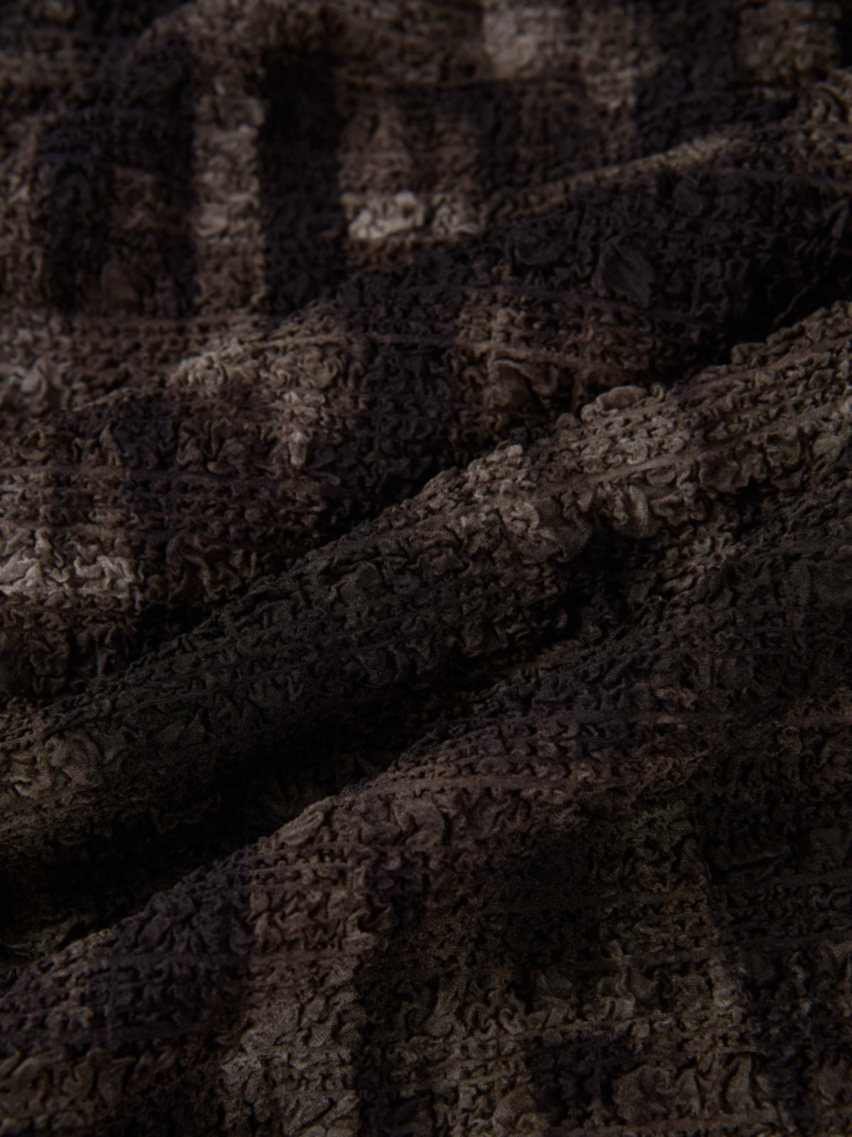 Printed Stretch Textured Turtle Neck - Grey and Black Plaid