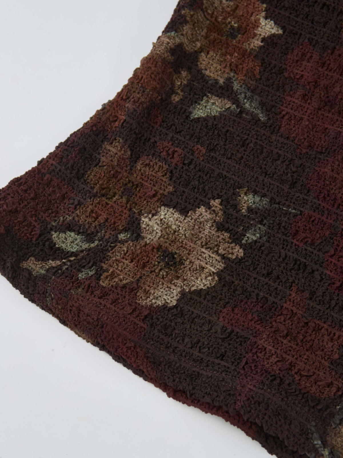 Printed Stretch Textured Turtle Neck - Brown Floral