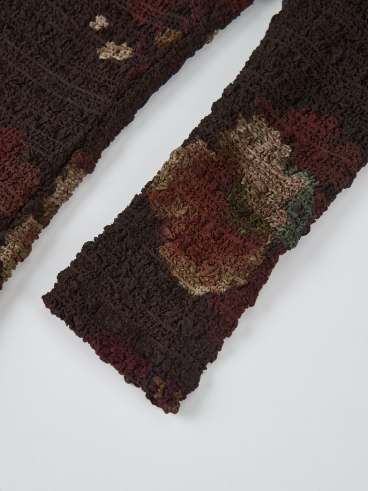 Printed Stretch Textured Turtle Neck - Brown Floral