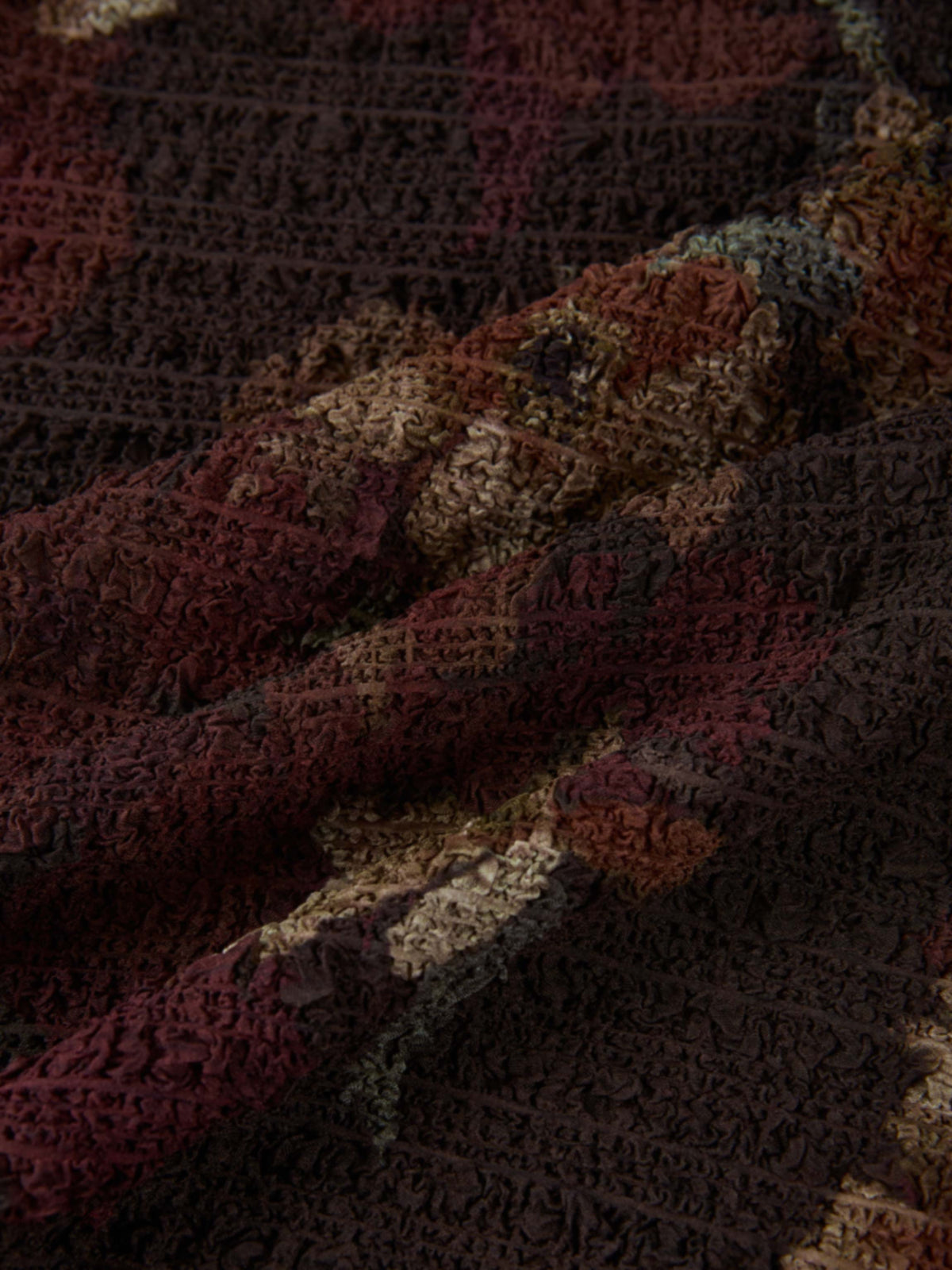 Printed Stretch Textured Turtle Neck - Brown Floral
