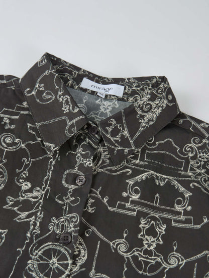 Printed Blouse - Grey