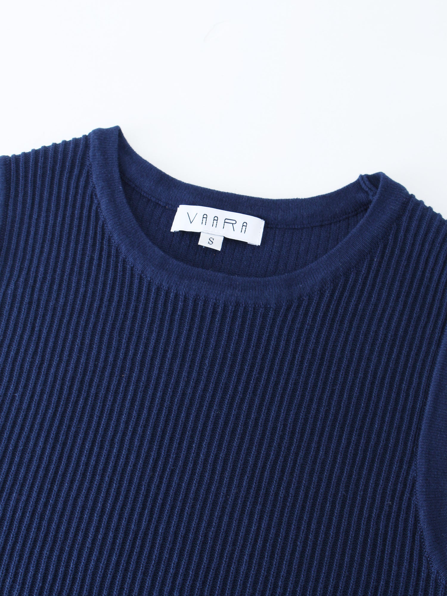 Sleeveless Ribbed Crew-Navy