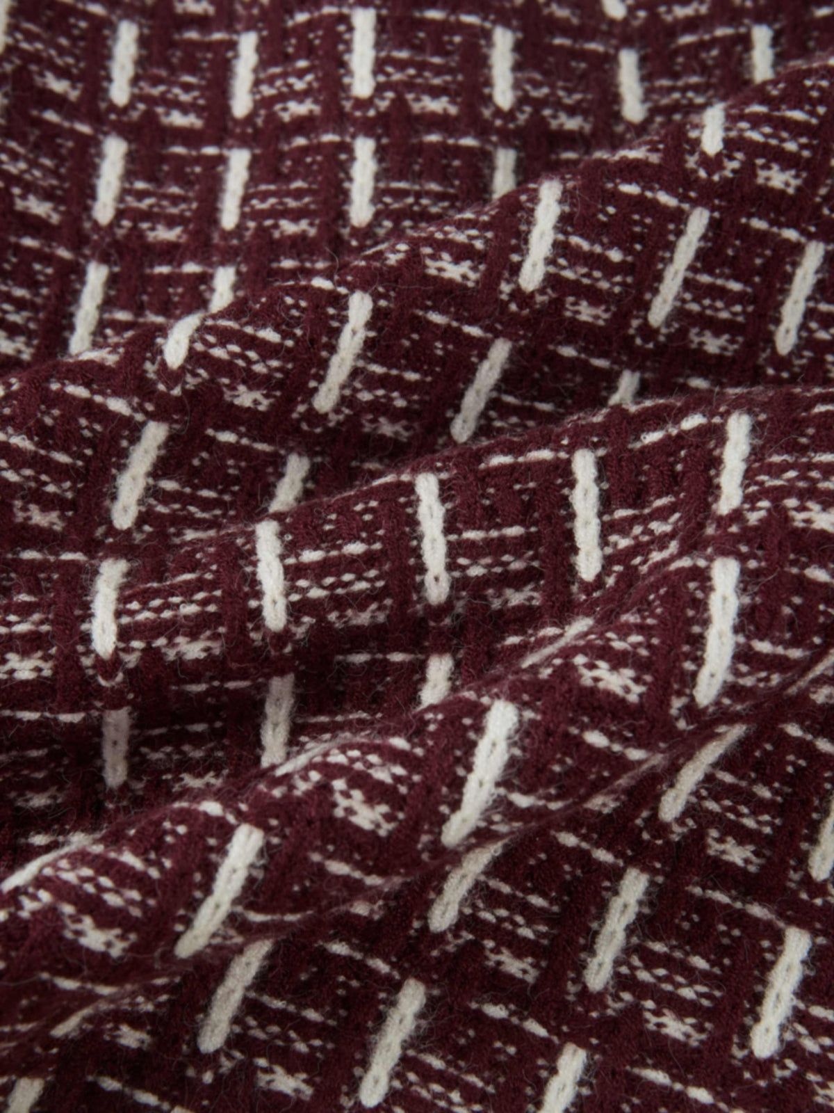 Gold Button Down Plaid Cardigan - Burgundy/Cream