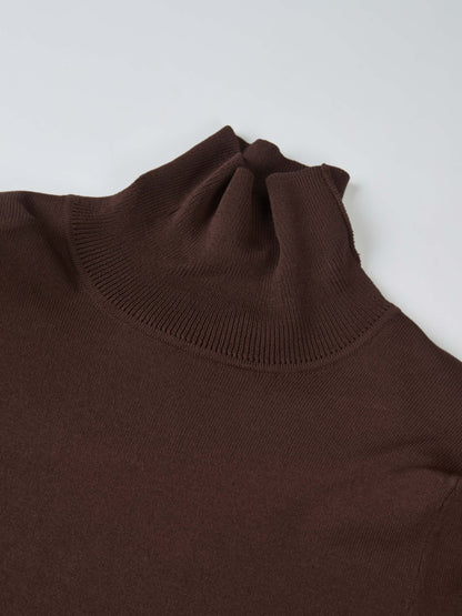 Shoulder Detail Turtleneck - Brown