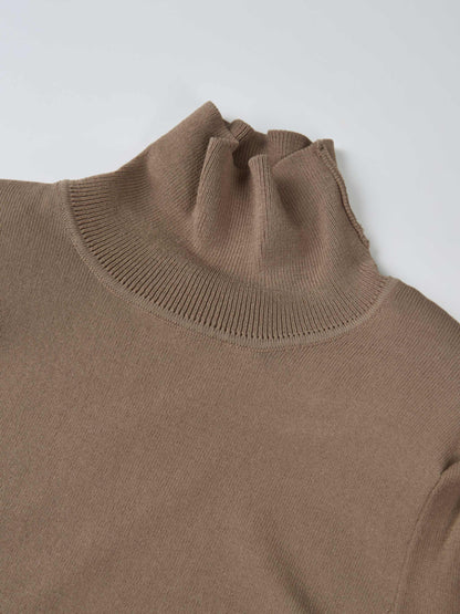 Shoulder Detail Turtleneck - Warm Taupe