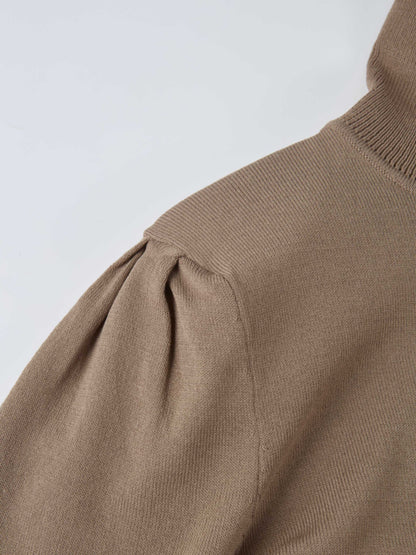 Shoulder Detail Turtleneck - Warm Taupe