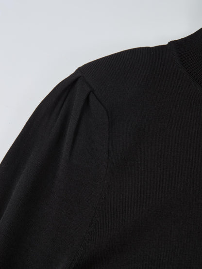 Shoulder Detail Turtleneck - Black