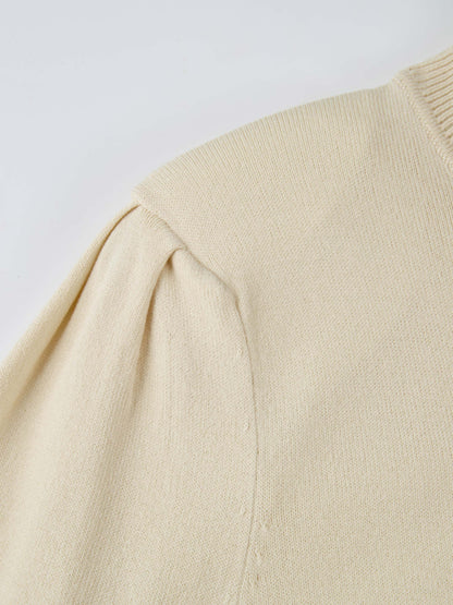 Shoulder Detail Turtleneck - Cream