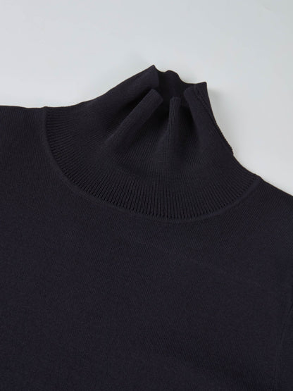 Shoulder Detail Turtleneck - Navy