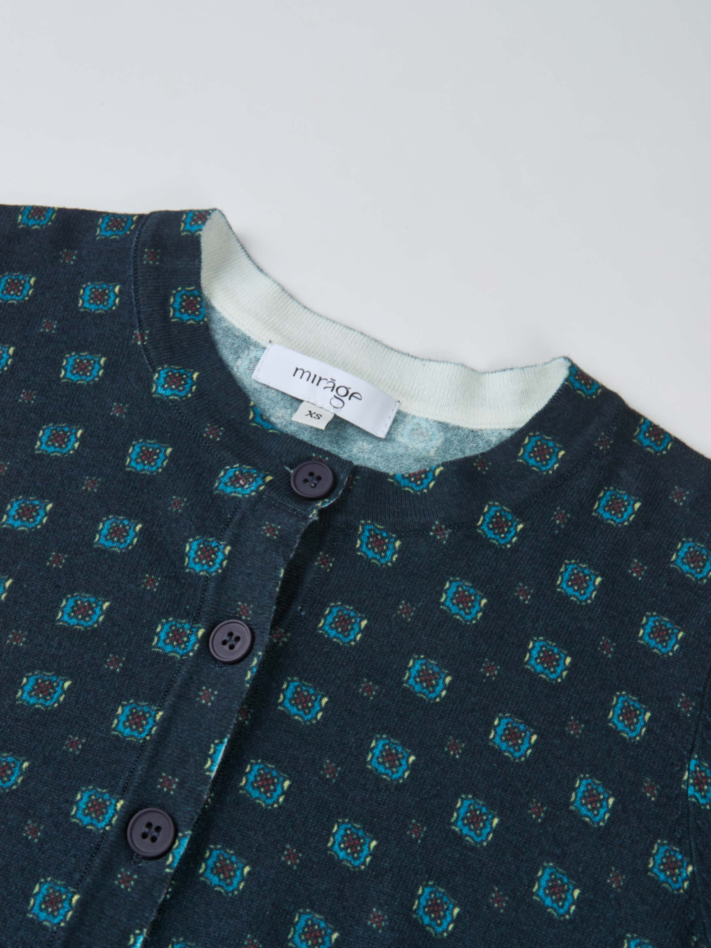 Printed Cardigan - Navy Geometric