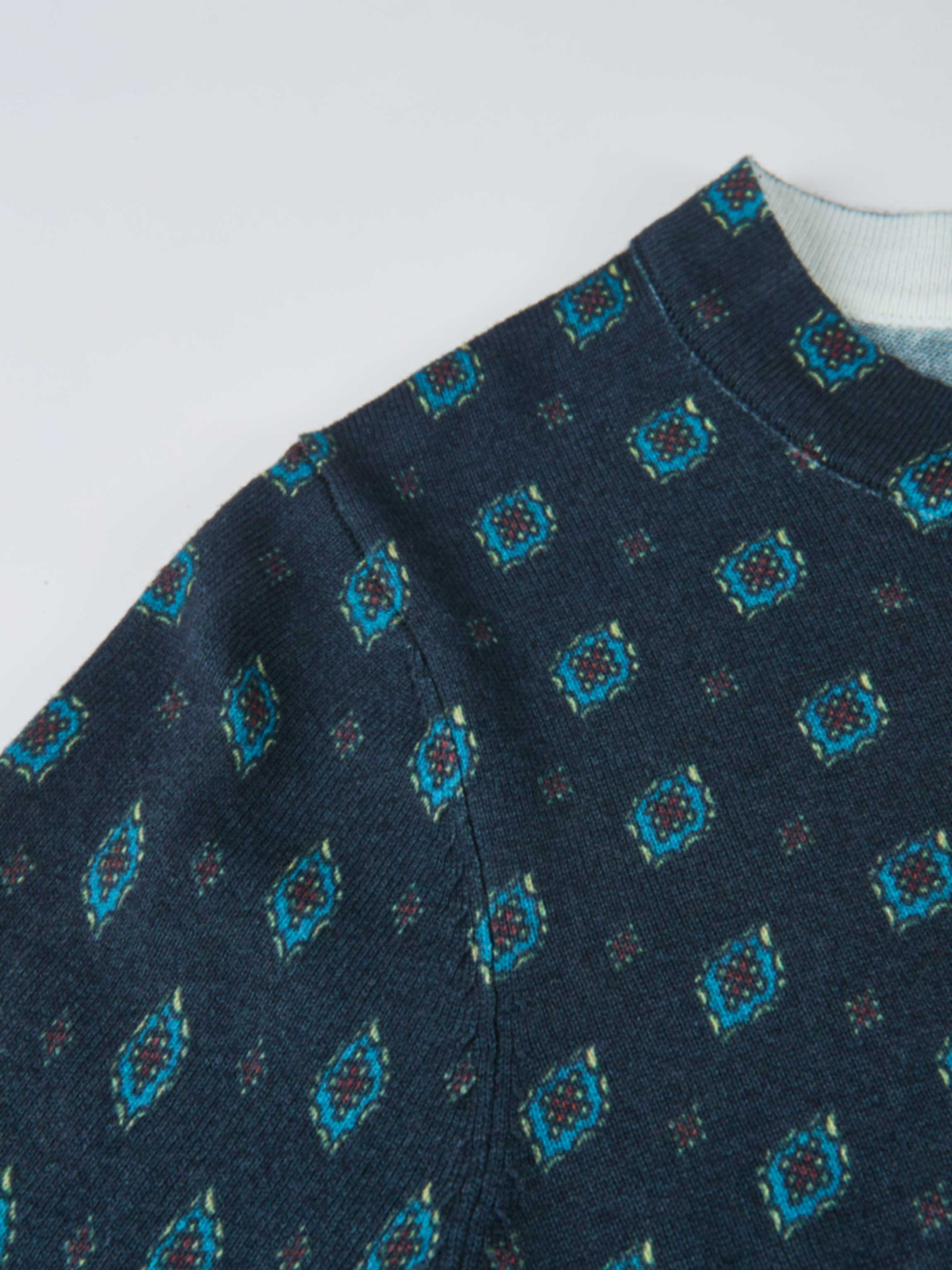 Printed Cardigan - Navy Geometric