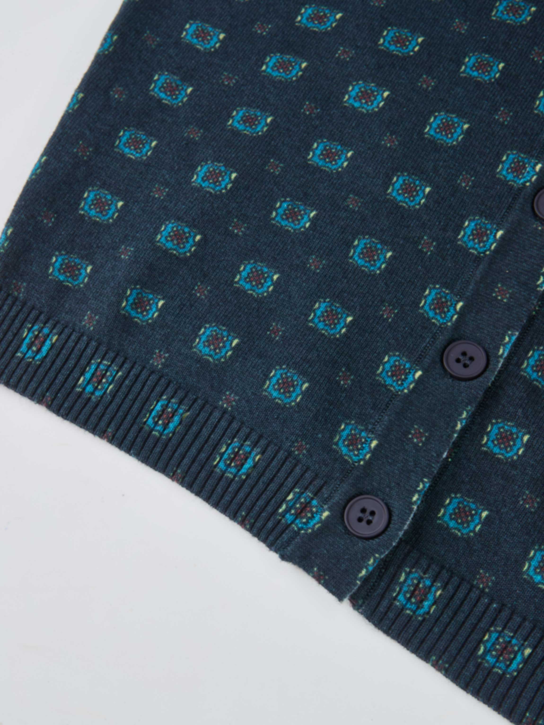 Printed Cardigan - Navy Geometric