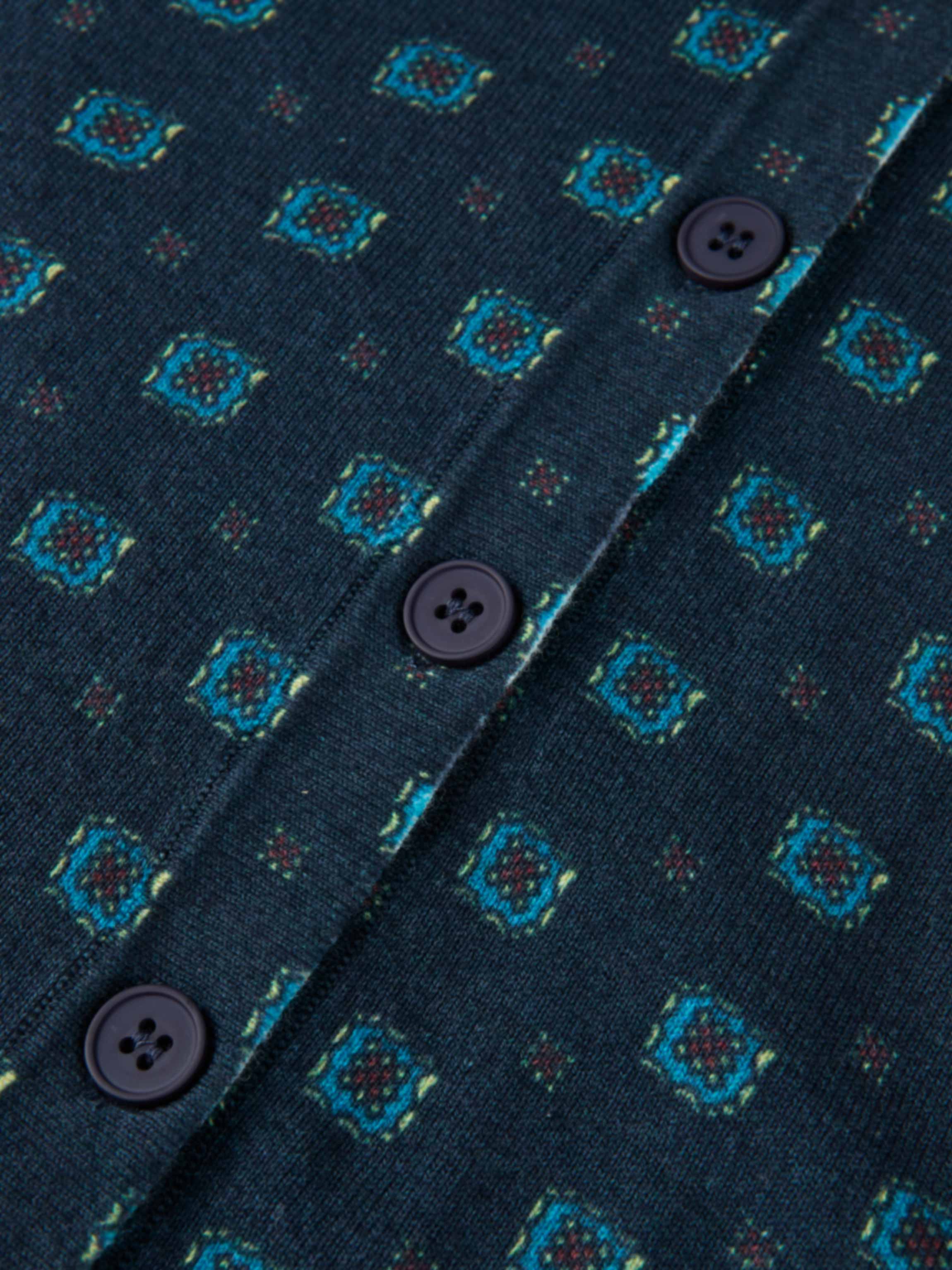 Printed Cardigan - Navy Geometric