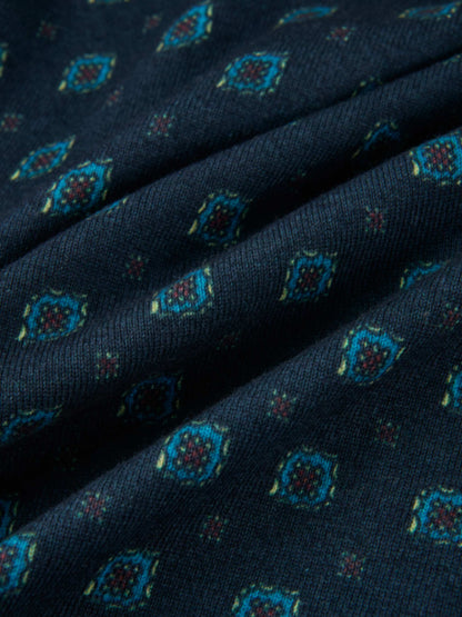 Printed Cardigan - Navy Geometric
