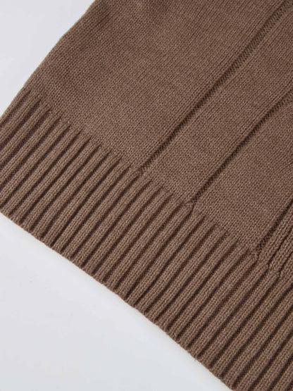 Front Cable Crop Turtleneck Sweater - Warm Taupe