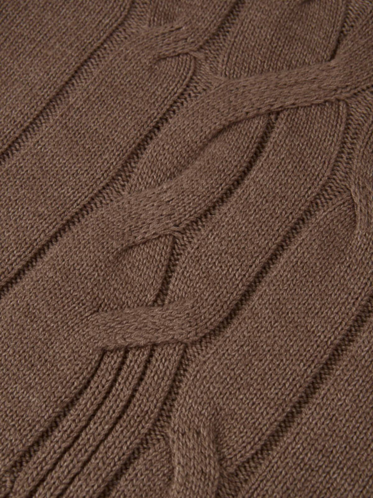 Front Cable Crop Turtleneck Sweater - Warm Taupe