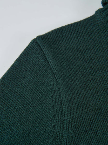 Front Cable Crop Turtleneck Sweater - Green
