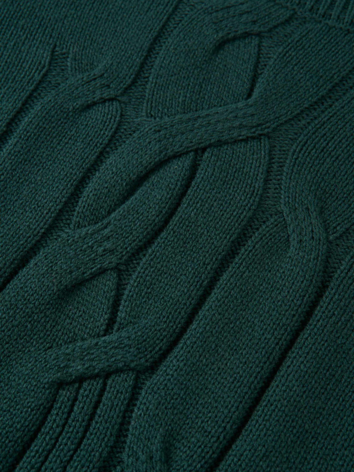 Front Cable Crop Turtleneck Sweater - Green