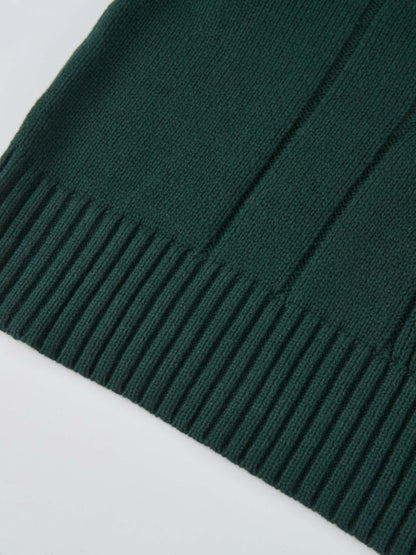 Front Cable Crop Turtleneck Sweater - Green