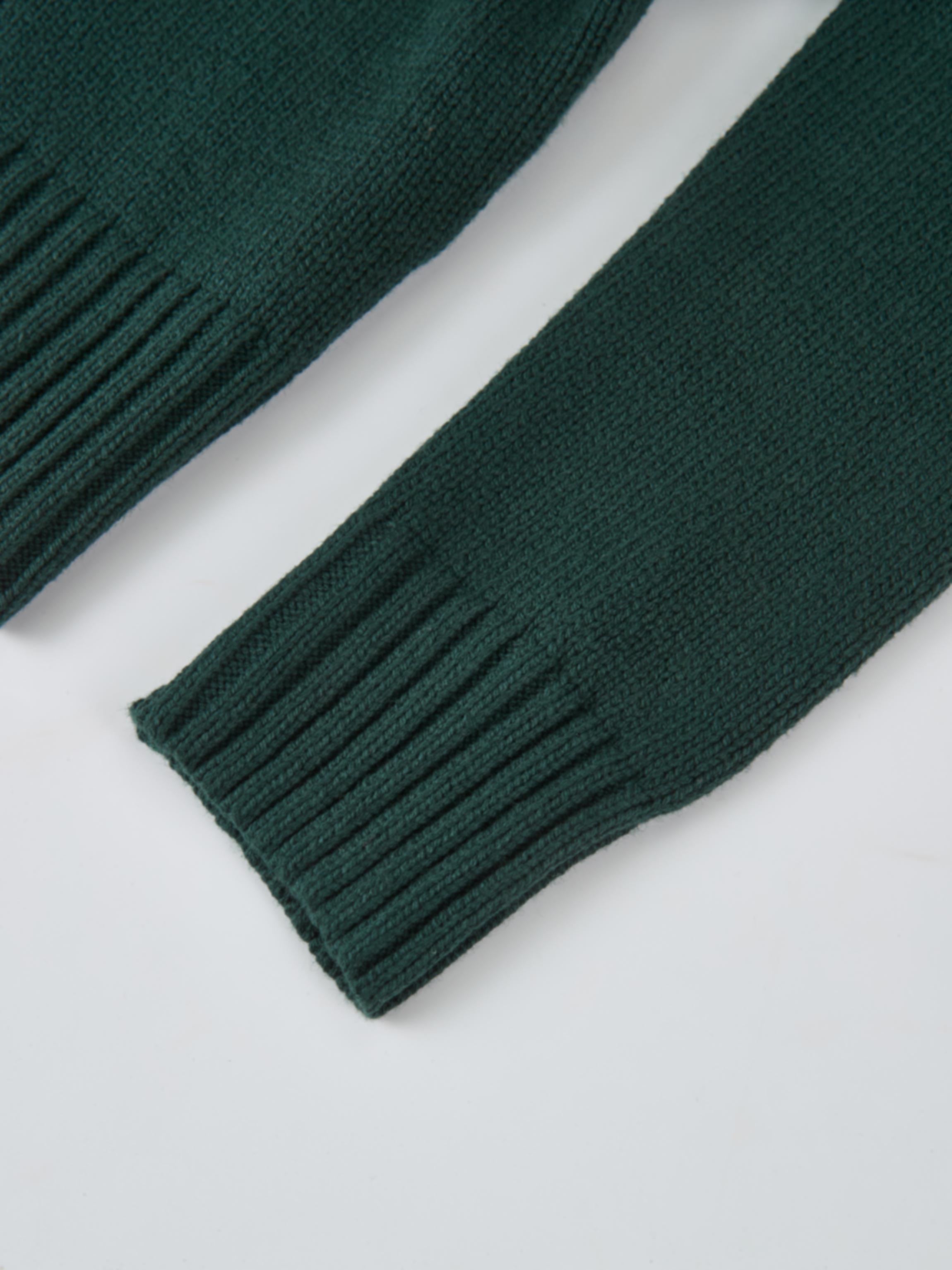 Front Cable Crop Turtleneck Sweater - Green