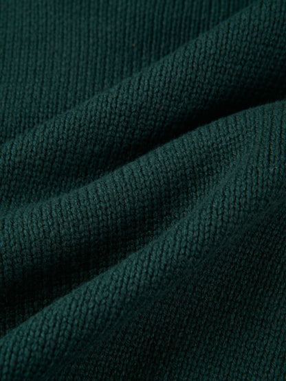 Front Cable Crop Turtleneck Sweater - Green