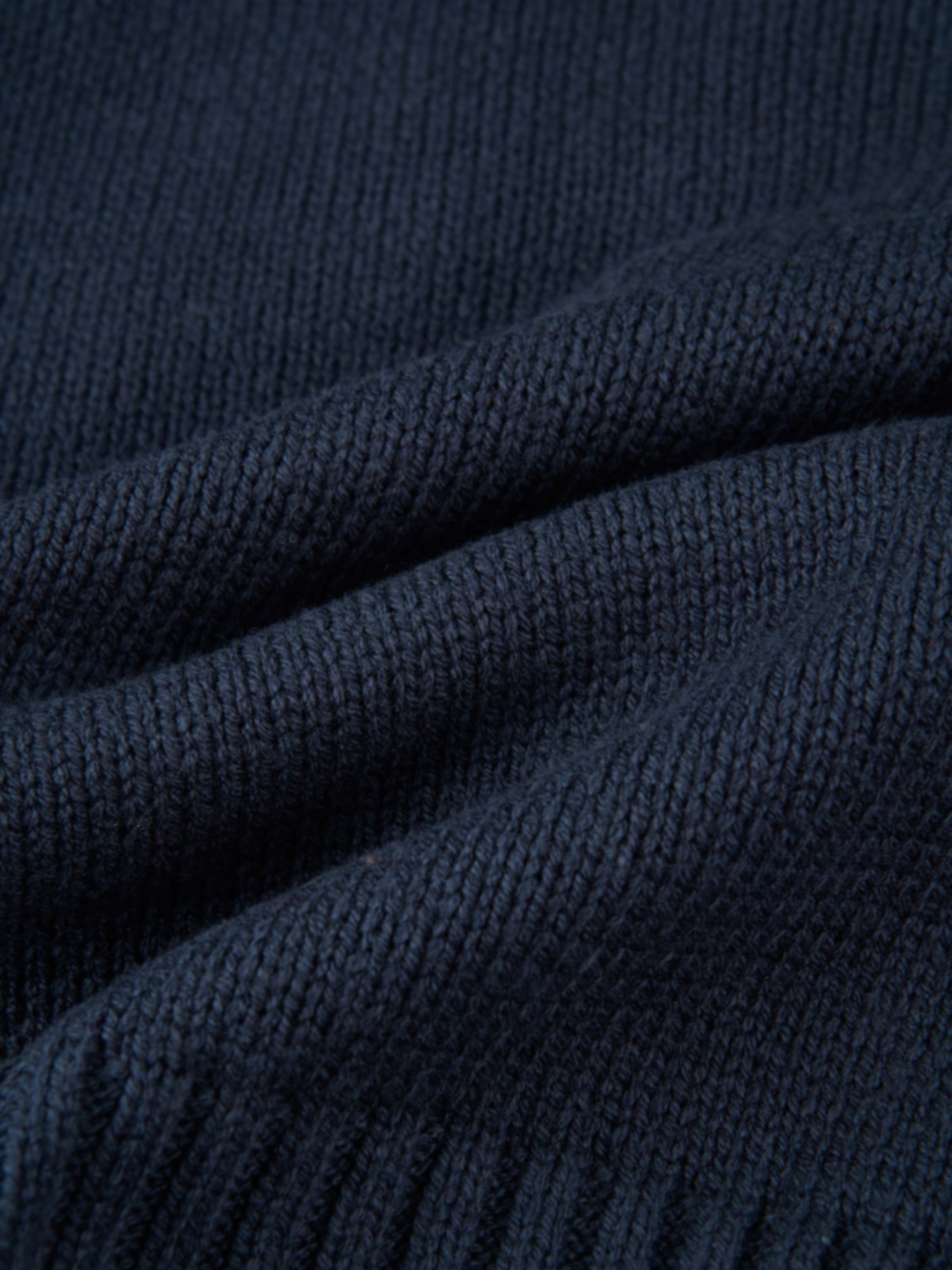 Front Cable Crop Turtleneck Sweater - Navy