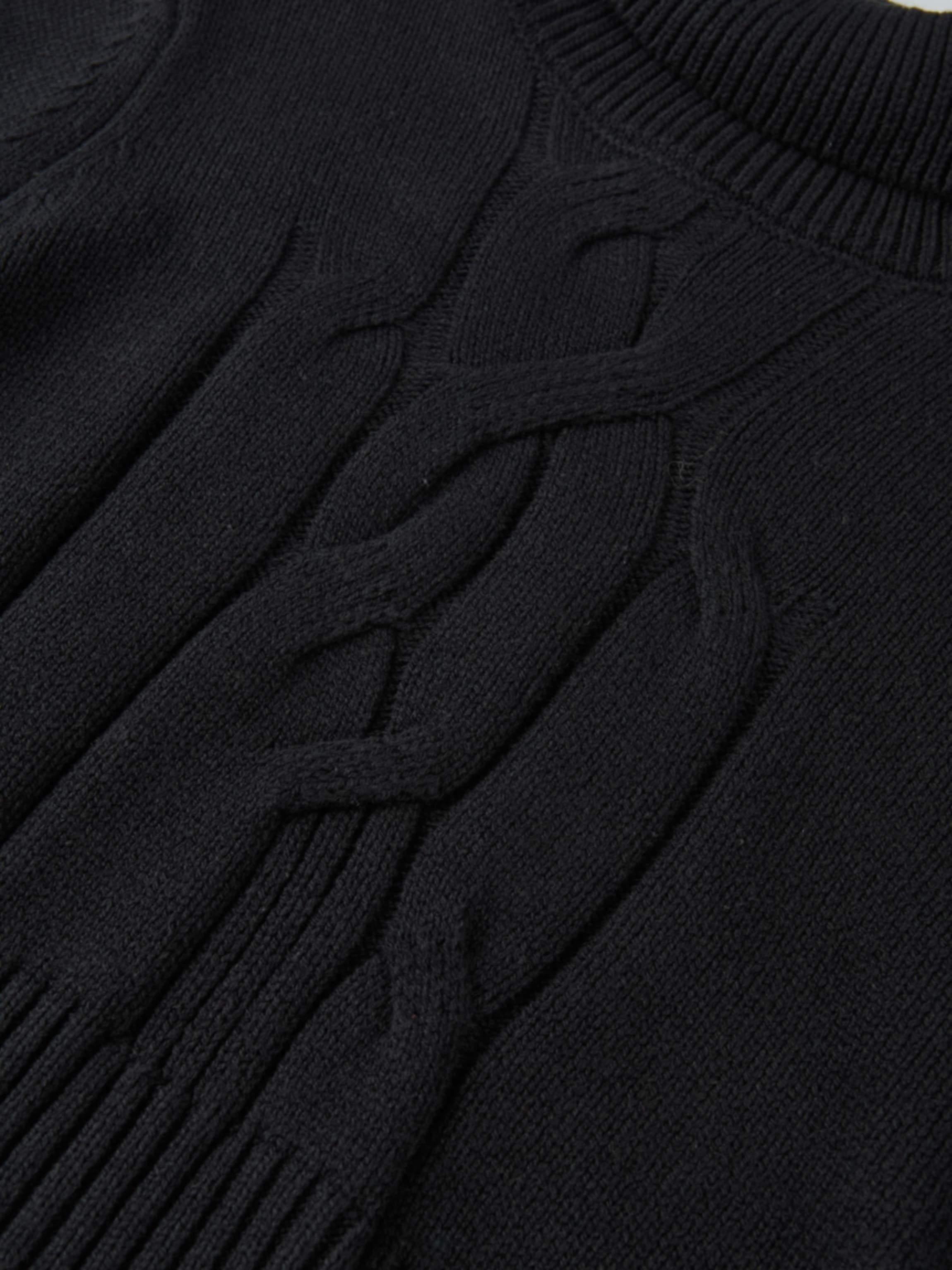 Front Cable Crop Turtleneck Sweater - Black