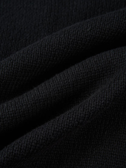 Front Cable Crop Turtleneck Sweater - Black