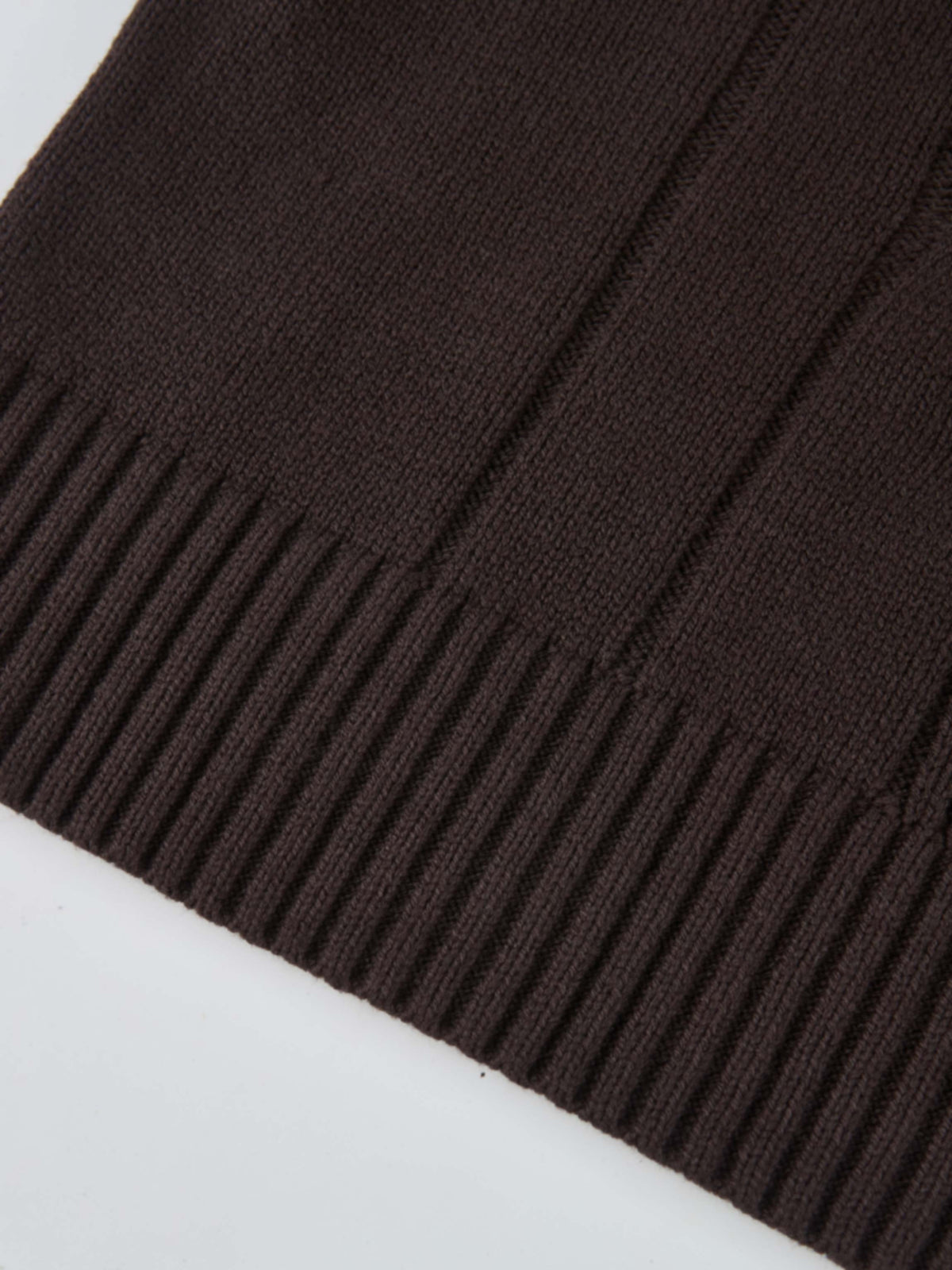 Front Cable Crop Turtleneck Sweater - Brown