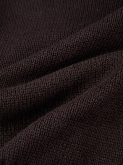 Front Cable Crop Turtleneck Sweater - Brown